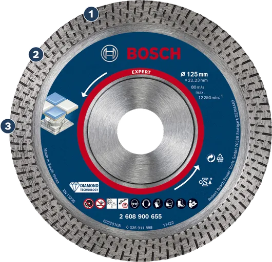 Bosch 앵글 그라인더용 다이아몬드 타일 절단 디스크.