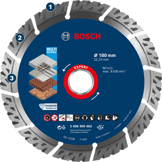 Bosch 다이아몬드 절단 디스크는 다양한 재료에 사용 가능합니다.