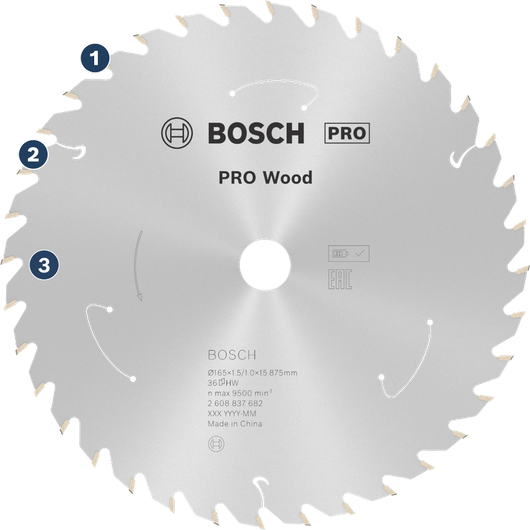 목재 절단용 Bosch PRO Wood 원형 톱날.
