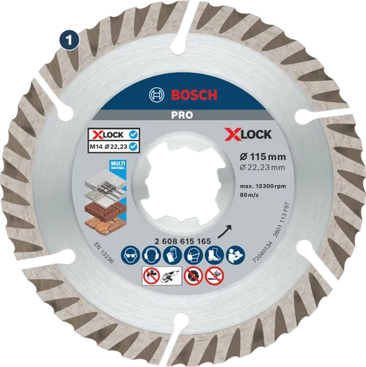 Bosch X-LOCK 115mm 다중 소재 다이아몬드 절단 디스크.