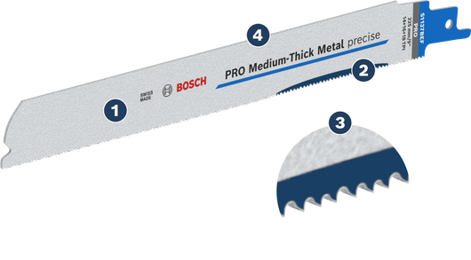 Bosch PRO 중간 두께 금속 정밀 왕복 톱날.