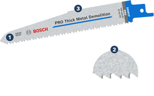금속 절단을 위한 Bosch PRO 두꺼운 금속 파괴 톱날.