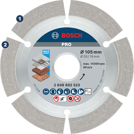 절단용 Bosch PRO 다중 소재 다이아몬드 디스크 105mm.