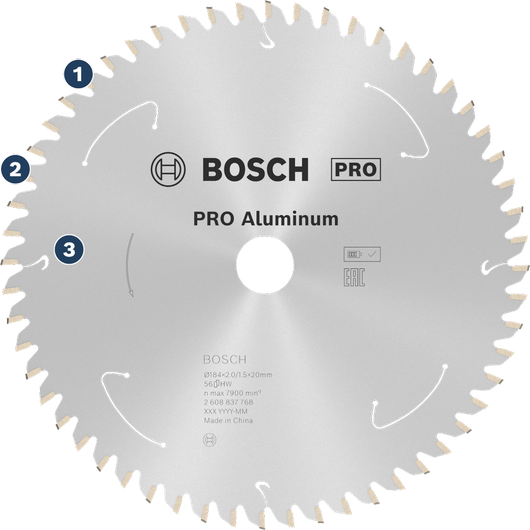 금속 절단용 Bosch PRO 알루미늄 원형 톱날.