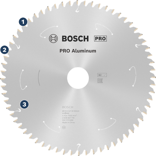 금속 절단용 Bosch PRO 알루미늄 원형 톱날.