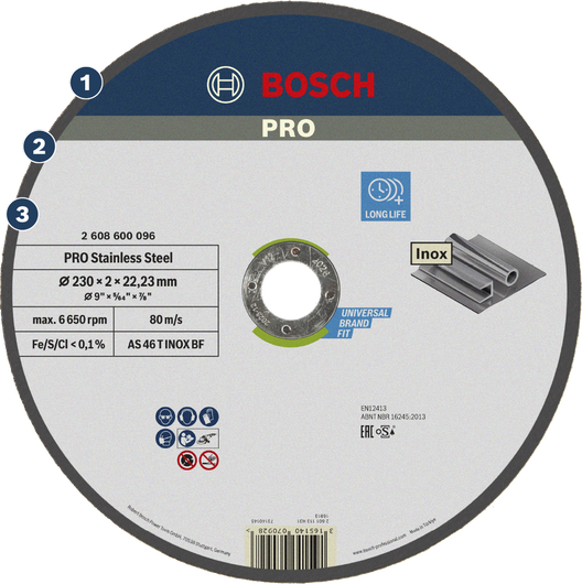 Bosch PRO 스테인리스 스틸 절단 디스크는 수명이 길다.