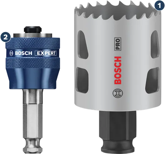 퀵 체인지 어댑터가 장착된 Bosch Expert 홀 톱.