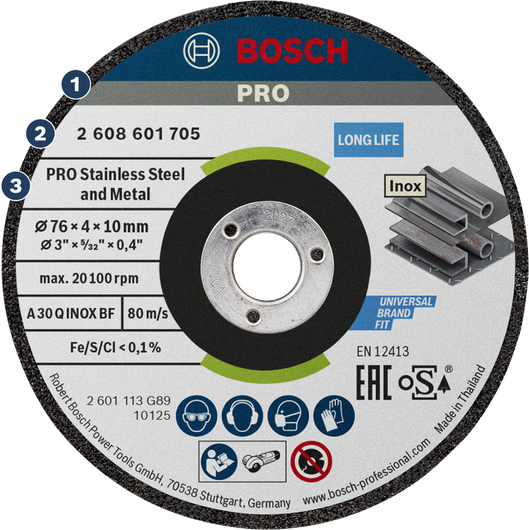 Bosch PRO 스테인리스 스틸 및 금속 연삭 디스크, 76 x 4 x 10 mm.
