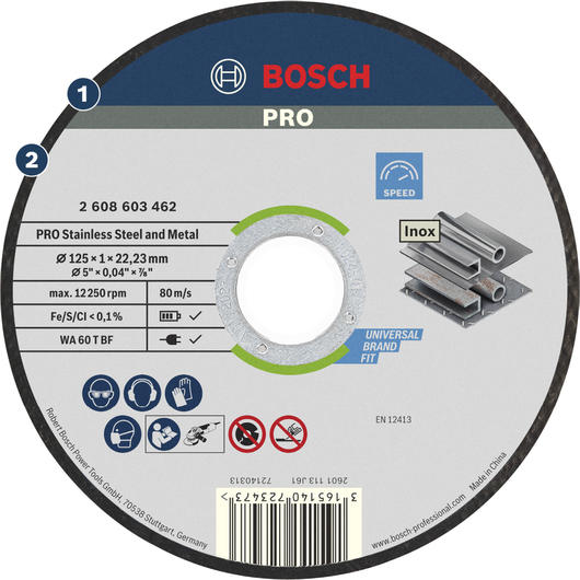 스테인리스 스틸과 금속용 Bosch PRO 절단 디스크.