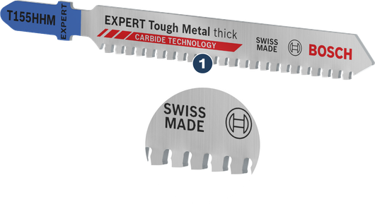 Bosch EXPERT 터프 메탈 두꺼운 T155HHM 직소날 (카바이드 톱니).
