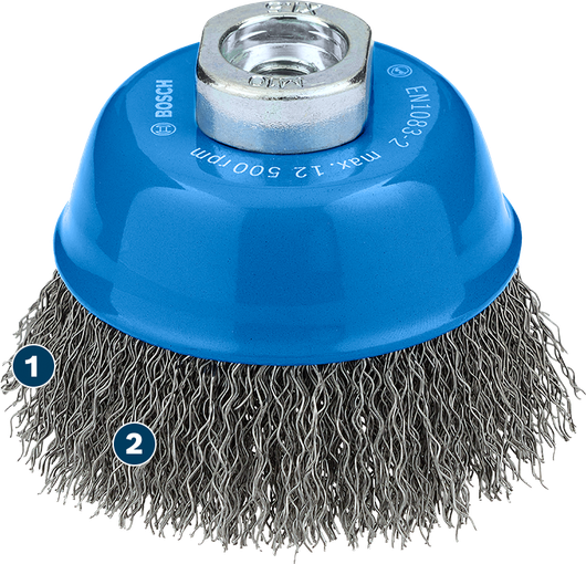 Bosch 메탈 클린 컵 브러시 75 x 0.3 mm (앵글 그라인더용).
