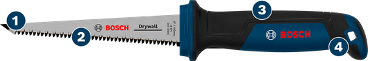 인체공학적 손잡이가 장착된 Bosch 150mm 8TPI 석고보드 절단기.