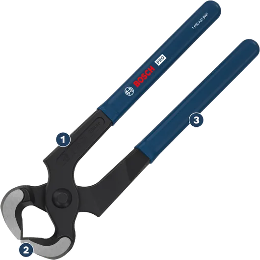 Bosch PRO 목수용 펜치 200mm, 손잡이 코팅 처리.