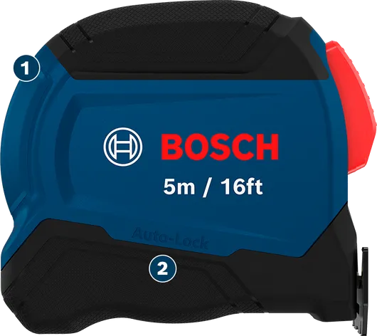 자동 잠금 기능이 있는 Bosch 5m(16ft) 줄자.