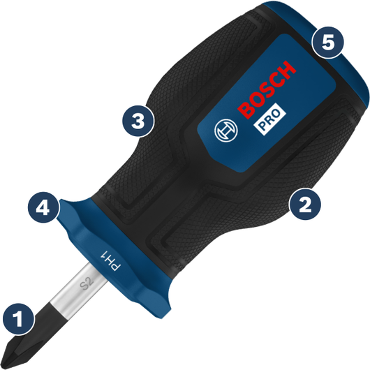 인체공학적 그립이 적용된 Bosch PH1 Pro 스크루드라이버.
