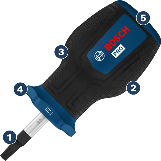 인체공학적 그립이 적용된 Bosch PRO 스크루드라이버.