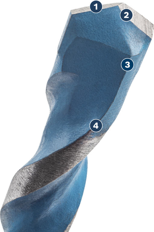 카바이드 팁이 장착된 Bosch Expert SDS plus-7X 드릴 비트.