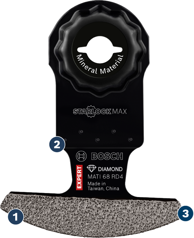 미네랄 소재용 Bosch 스타록 맥스 다이아몬드 세그먼트 블레이드.