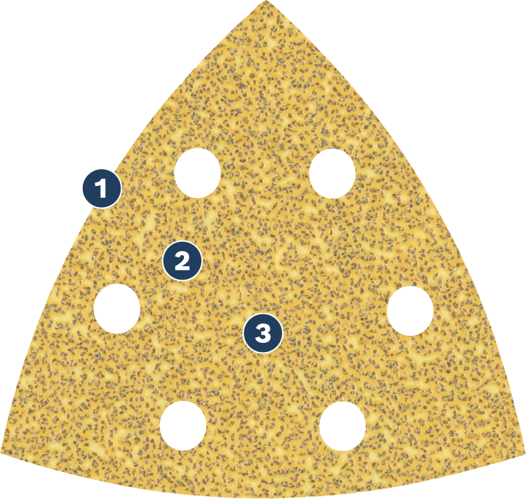 통풍구가 있는 Bosch 삼각형 샌딩 시트.