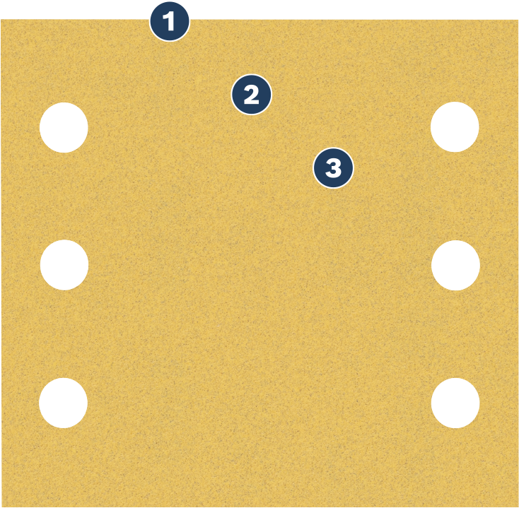 먼지 배출 구멍이 있는 Bosch 샌딩 시트.