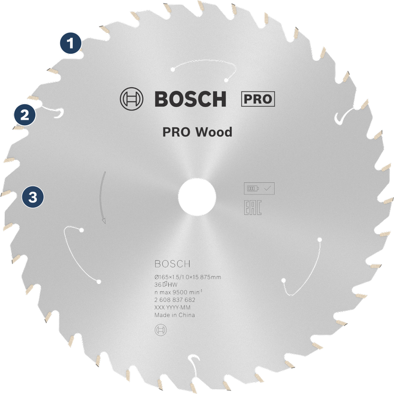 목재 절단용 Bosch PRO Wood 원형 톱날.