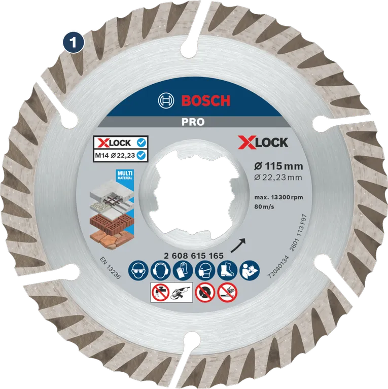 Bosch X-LOCK 115mm 다중 소재 다이아몬드 절단 디스크.