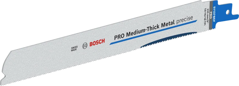 중간 두께의 금속 파이프 및 프로파일 절단 시 긴 수명 제공 Bosch PRO 중두께 금속 정밀 왕복 톱날.