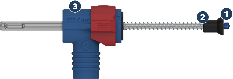 드릴 비트를 이용한 먼지 추출용 Bosch SDS Clean 어댑터.