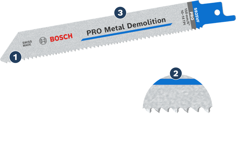 Bosch PRO 금속 파괴 S925VF 왕복 톱날.