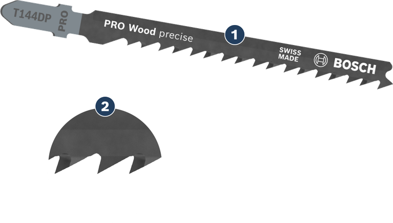 Bosch T144DP PRO 목재용 정밀 톱날로 목재를 깨끗하게 절단합니다.