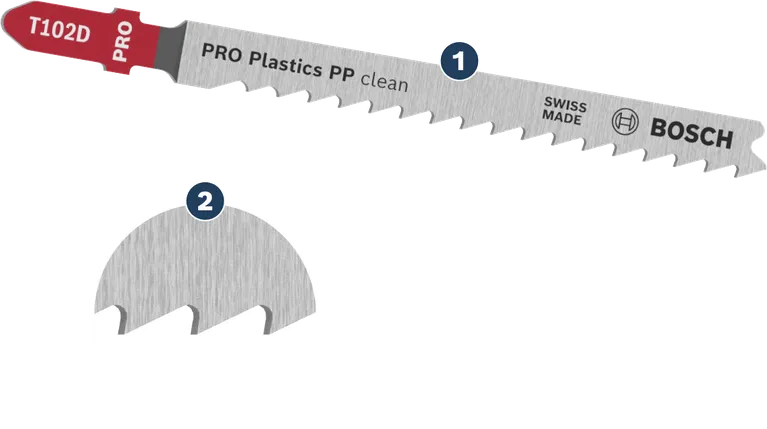 깨끗한 플라스틱 절단을 위한 Bosch T102D 톱날.