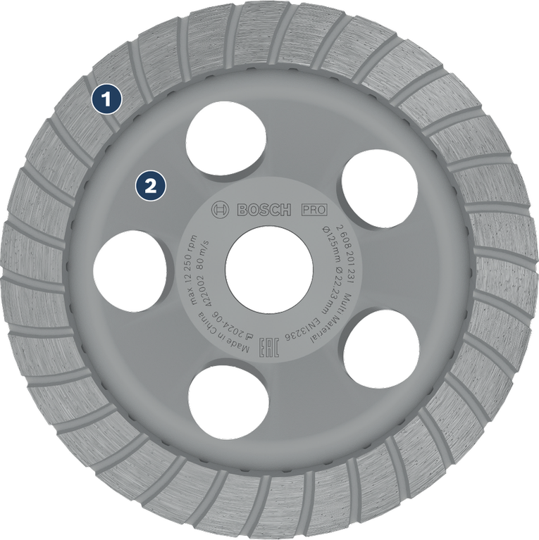 콘크리트용 Bosch 다이아몬드 연삭 컵 휠.