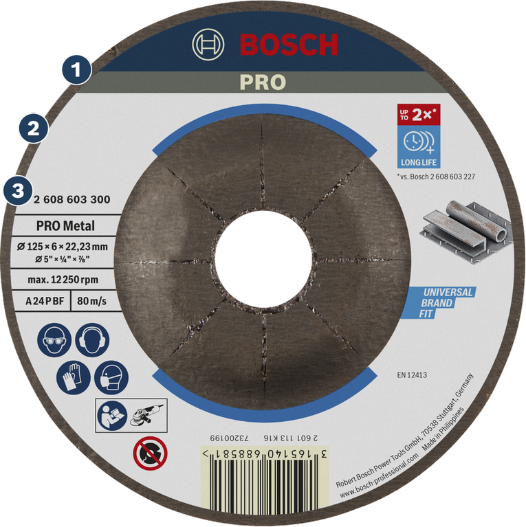 Bosch PRO Metal은 범용 금속 절단에 적합한 연삭 디스크입니다.