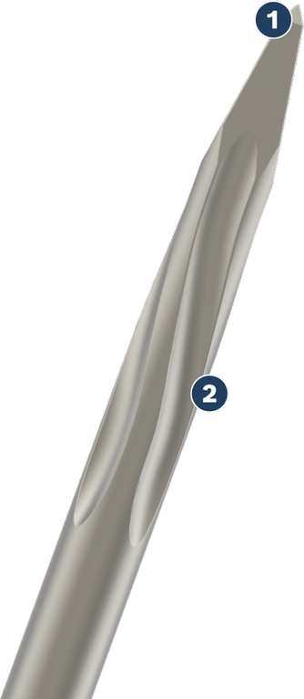 파괴 작업에 적합한 뾰족한 끝이 달린 Bosch SPIDER 끌입니다.