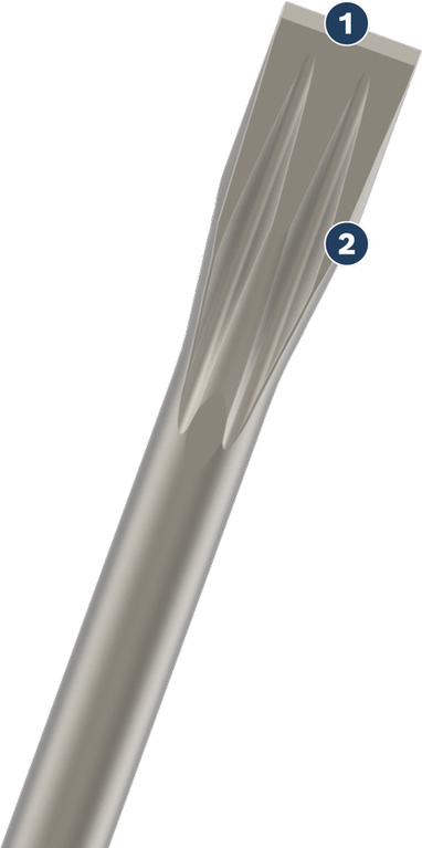 자체 연마 날이 달린 Bosch 평치 끌.