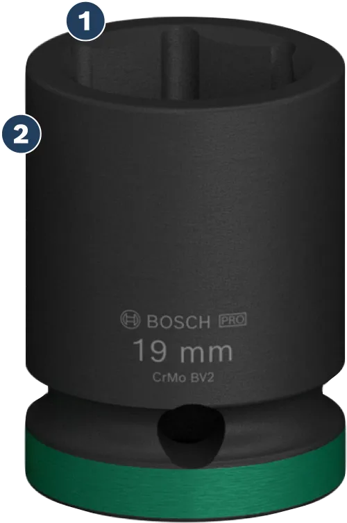 1/2인치 세트의 Bosch PRO Impact 19mm 소켓.