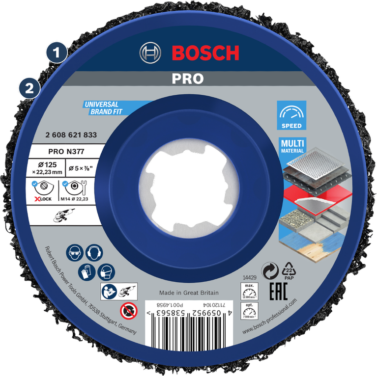 Bosch PRO N377 다중 소재 와이어 브러시 디스크.