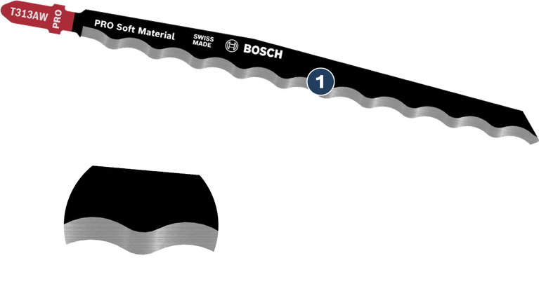Bosch PRO 소프트 소재 T313AW 톱날, 톱니 모양 날.