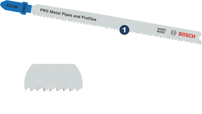 금속 파이프와 프로파일용 Bosch T321BF 톱날.