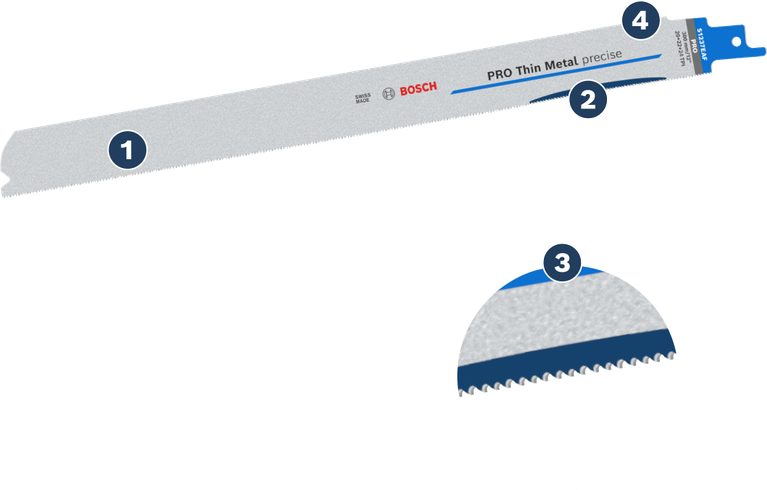깨끗하고 얇은 금속을 절단하기 위한 Bosch PRO Thin Metal 정밀 S1237EAF 왕복톱 톱날.