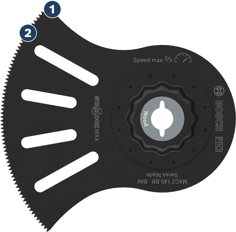 Bosch PRO MACZ 145 BB 목재용 멀티툴 블레이드, 100 x 50 mm.