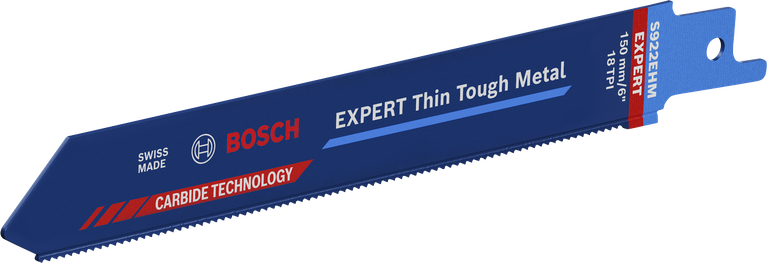 얇고 단단한 금속 절단 시 긴 수명을 자랑 금속 절단용 Bosch Expert Thin Tough Metal 톱날.