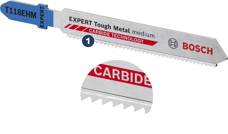 Bosch T118EHM Expert Tough Metal 톱날, 카바이드 톱니.