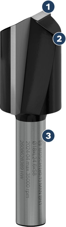 목재 모따기용 Bosch 라우터 비트.