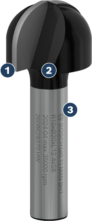 목재 모양을 잡기 위한 Bosch 라운드 노즈 라우터 비트.