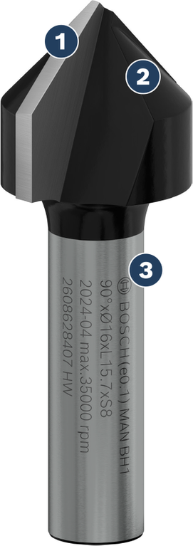 목재와 금속용 Bosch 카운터싱크 커터.