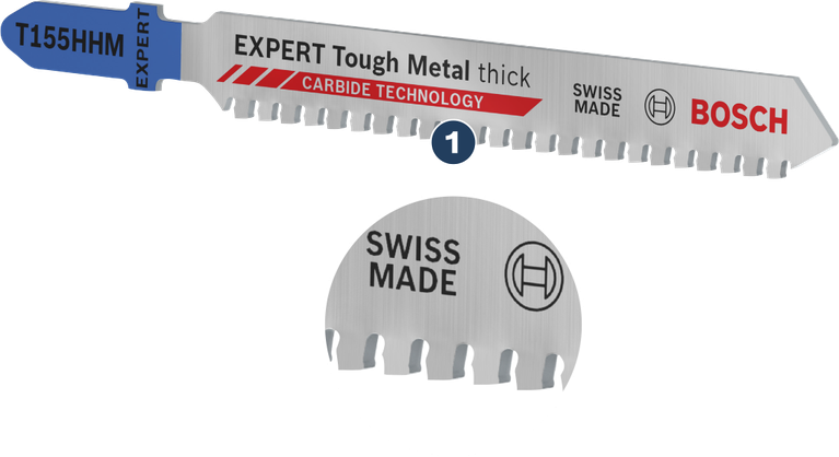 Bosch EXPERT Tough Metal 두꺼운 T155HHM 톱날, 카바이드 톱니.