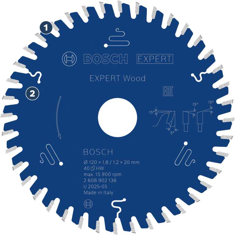 정밀한 목재 절단을 위한 Bosch Expert Wood 원형 톱날.