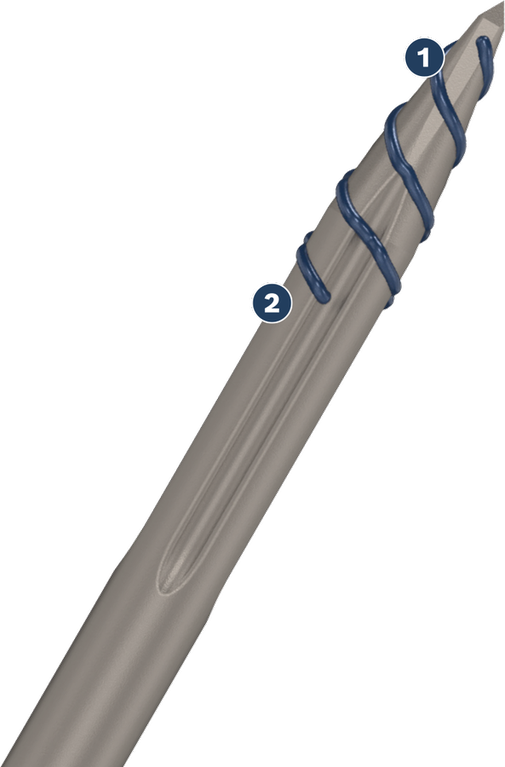 카바이드 팁과 나선형 플루트가 있는 Bosch SDS plus-7X 드릴 비트.