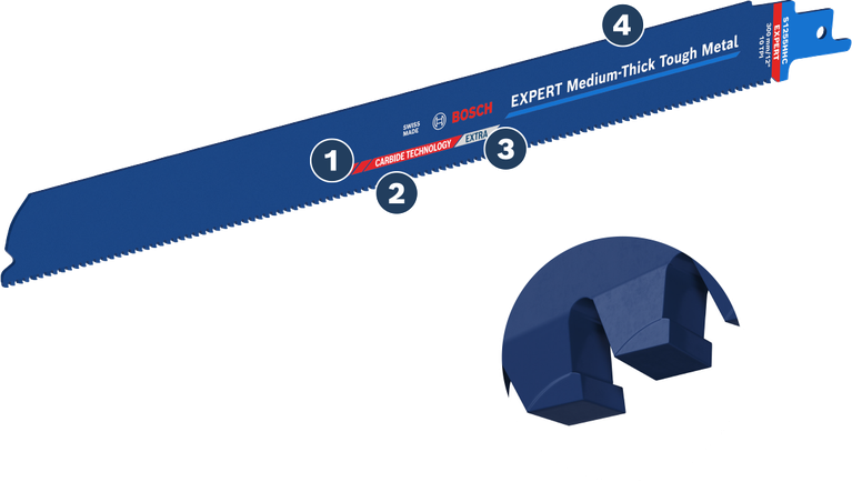 Bosch EXPERT 중간 두께의 견고한 금속 톱날, 카바이드 이빨 포함.